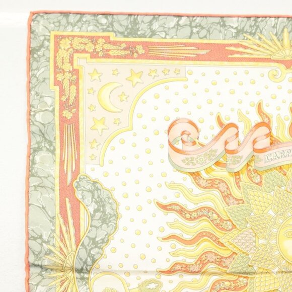 HERMES Carre 40 Scarf ""CARPE DIEM"" Silk Orange Auth - Picture 11 of 14